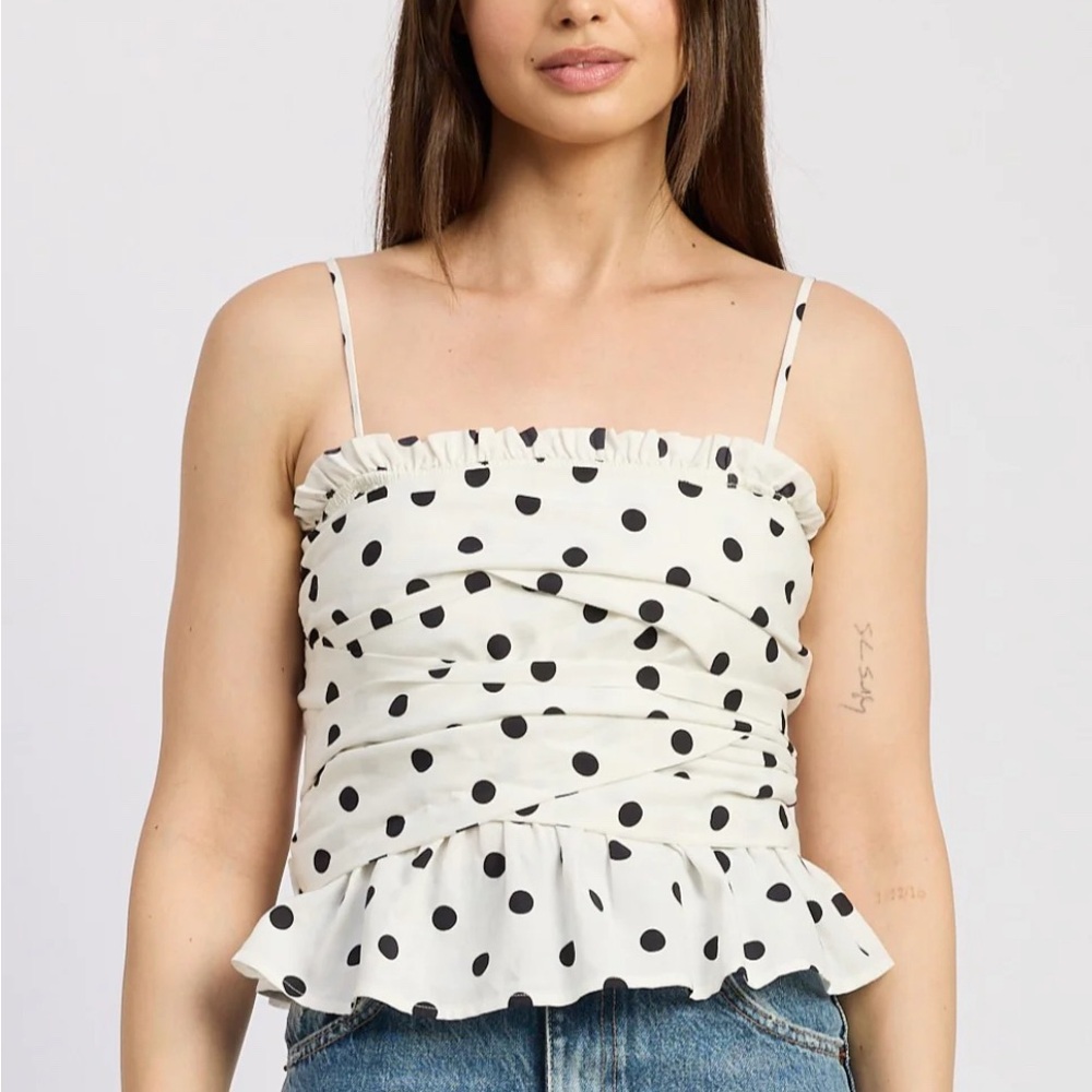 En Saison Polka Dot Ruffle Women's Top
